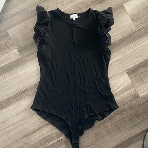 Kaileigh Black Ruffle Sleeve Bodysuit
